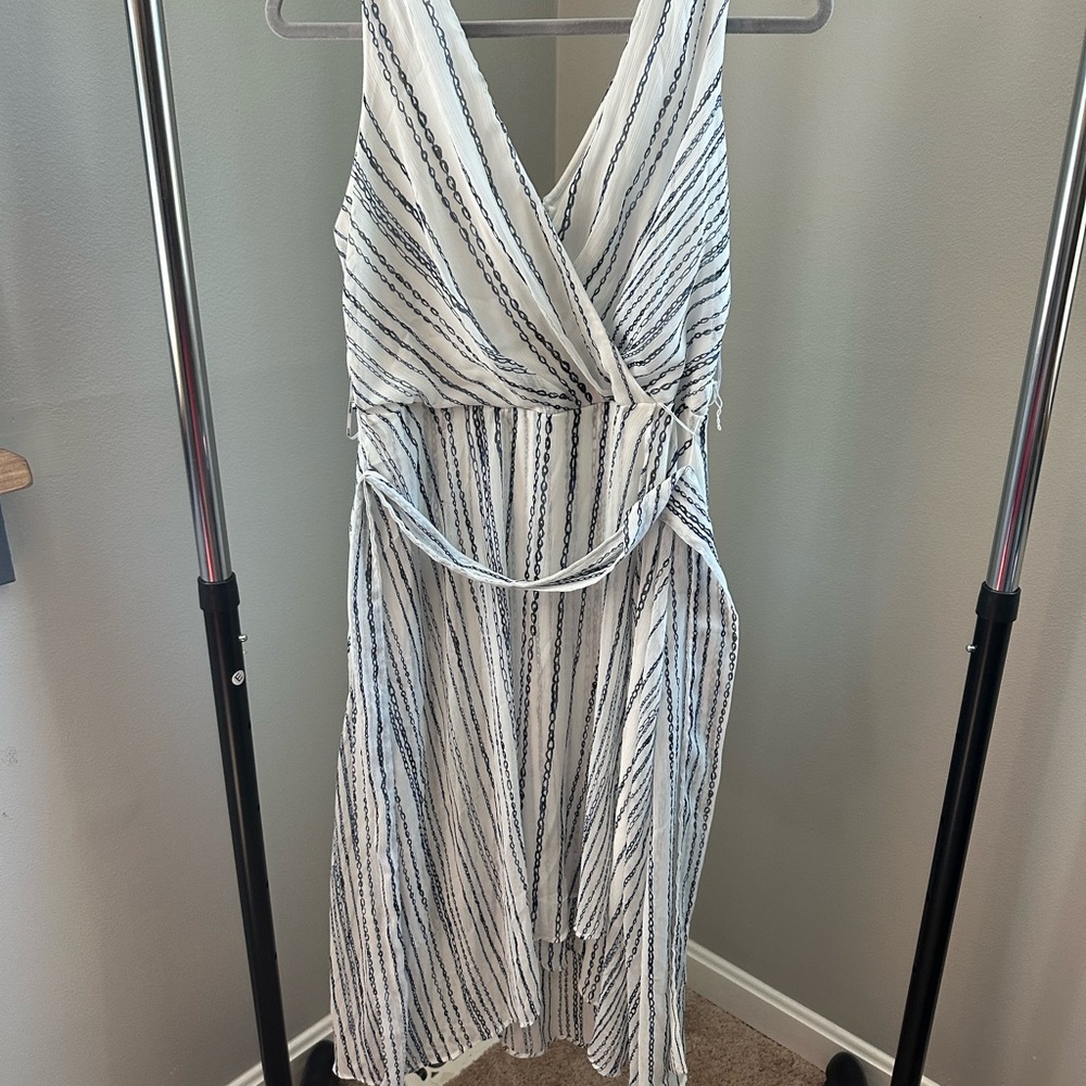 DYNY Striped White and Blue Women's Dress
